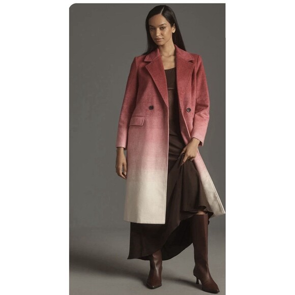 Anthropologie Avec Les Filles Ombre Wool Blend Coat Pink Sz XL - Picture 1 of 8